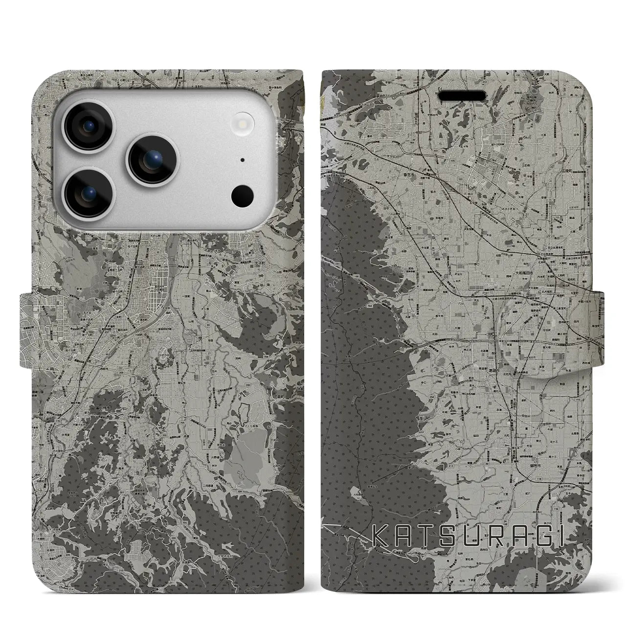 【葛城(奈良県)】地図柄iPhoneケース(手帳タイプ)