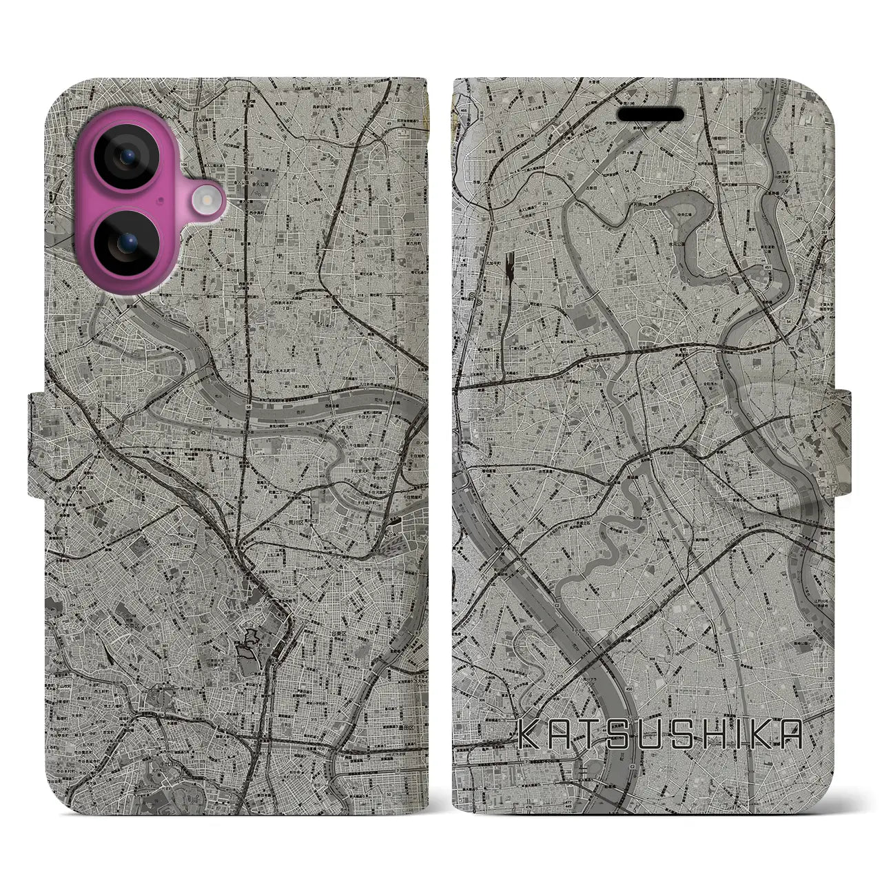 【葛飾(東京都)】地図柄iPhoneケース(手帳タイプ)