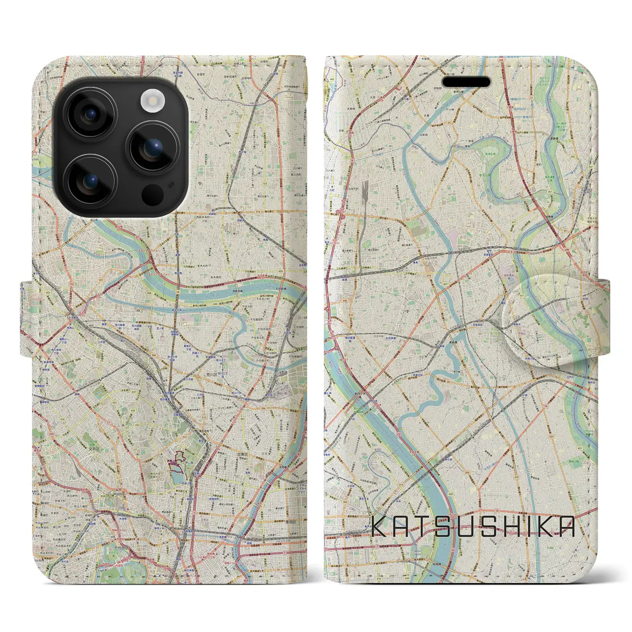 【葛飾(東京都)】地図柄iPhoneケース(手帳タイプ)