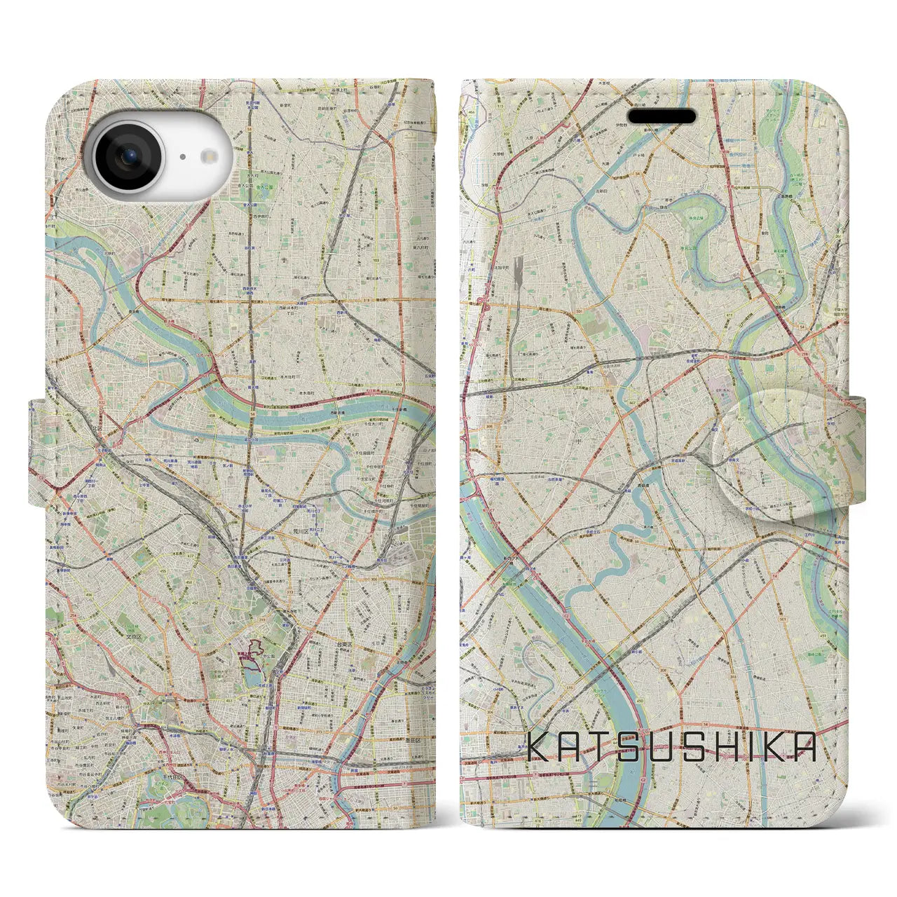 【葛飾(東京都)】地図柄iPhoneケース(手帳タイプ)