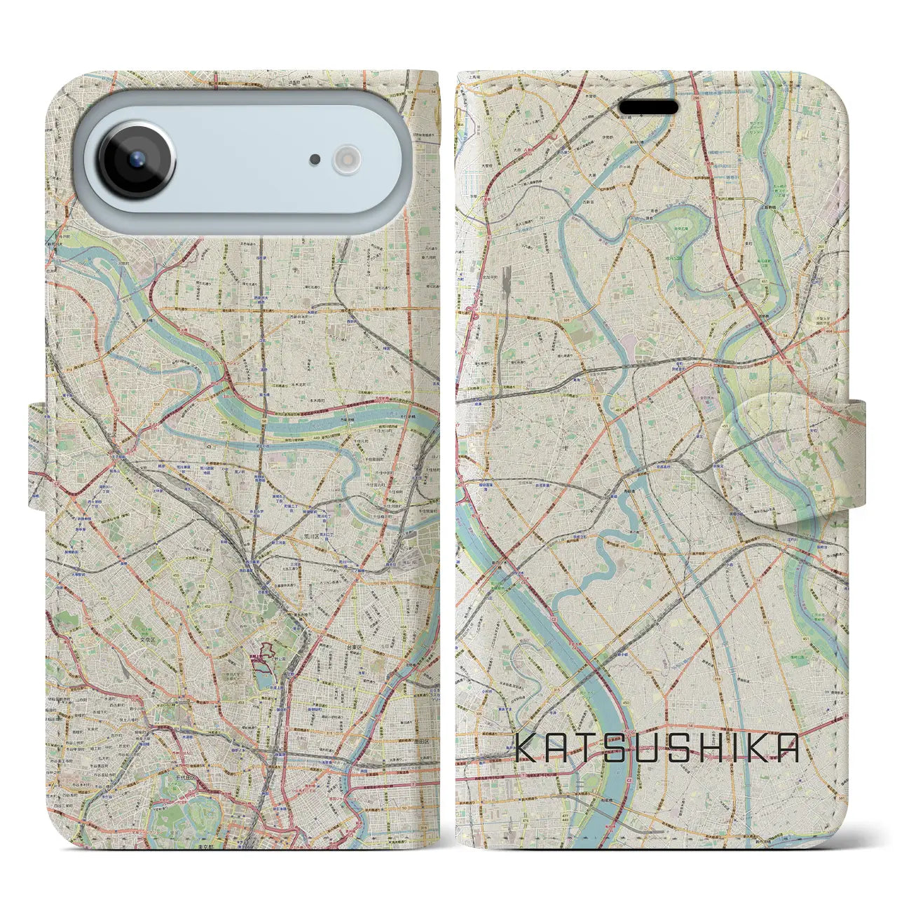 【葛飾(東京都)】地図柄iPhoneケース(手帳タイプ)モノトーン・iPhone 17 Pro Max 用