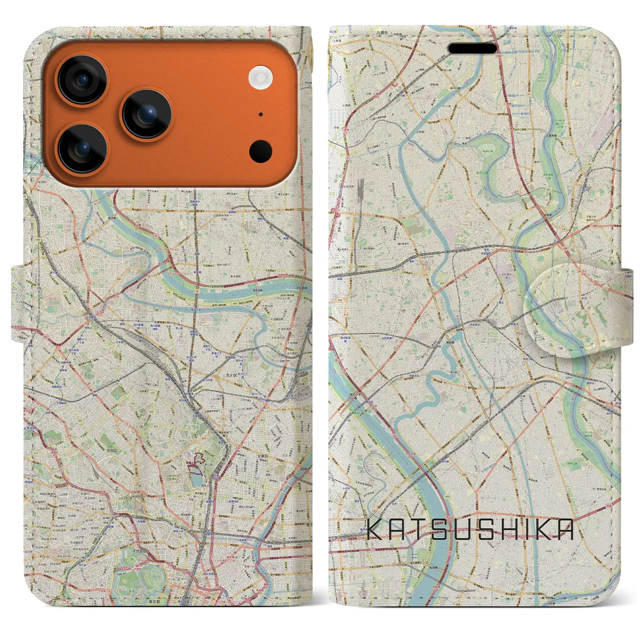 【葛飾(東京都)】地図柄iPhoneケース(手帳タイプ)