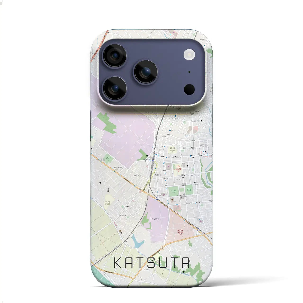 【勝田(茨城県)】地図柄iPhoneケース(バックカバータイプ)ナチュラル・iPhone 17 Pro Max 用