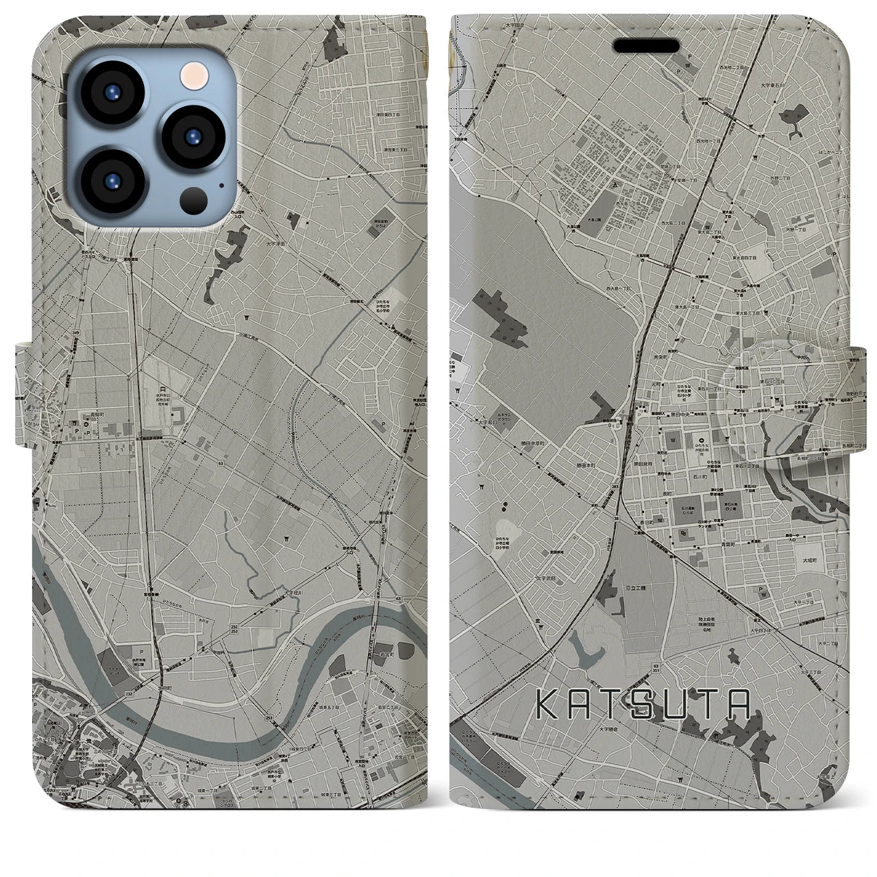【勝田(茨城県)】地図柄iPhoneケース(手帳タイプ)