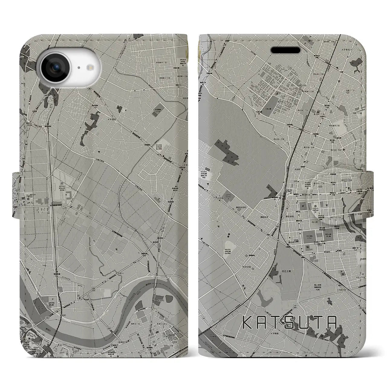 【勝田(茨城県)】地図柄iPhoneケース(手帳タイプ)