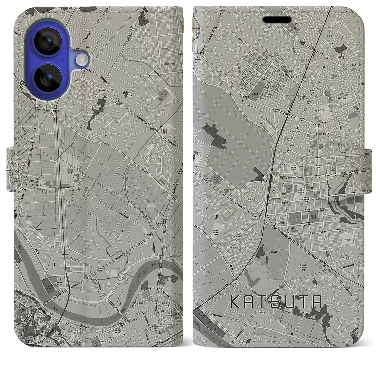 【勝田(茨城県)】地図柄iPhoneケース(手帳タイプ)