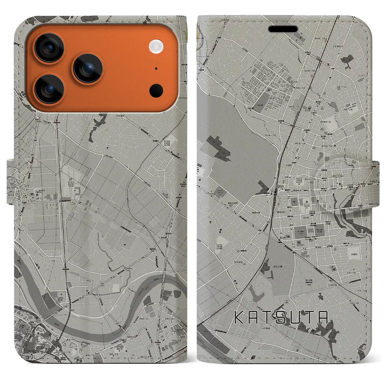 【勝田(茨城県)】地図柄iPhoneケース(手帳タイプ)