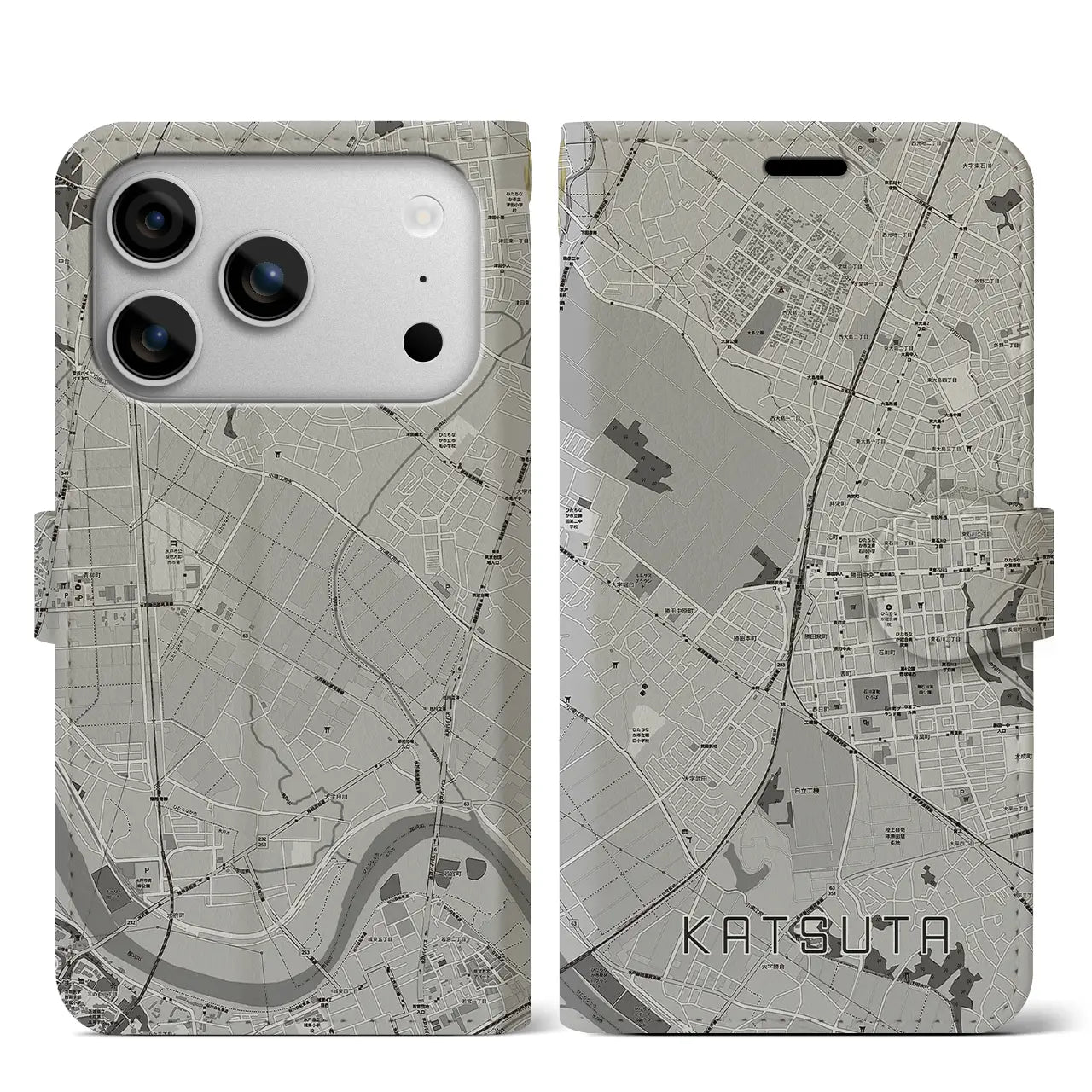 【勝田(茨城県)】地図柄iPhoneケース(手帳タイプ)