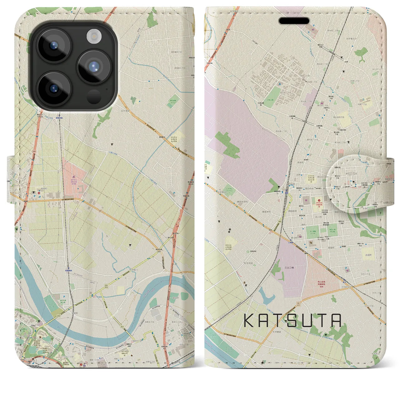 【勝田(茨城県)】地図柄iPhoneケース(手帳タイプ)