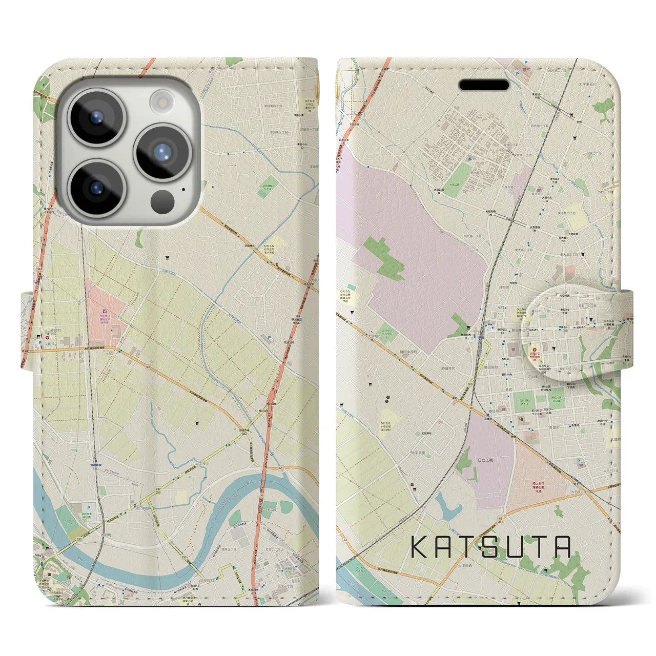 【勝田(茨城県)】地図柄iPhoneケース(手帳タイプ)