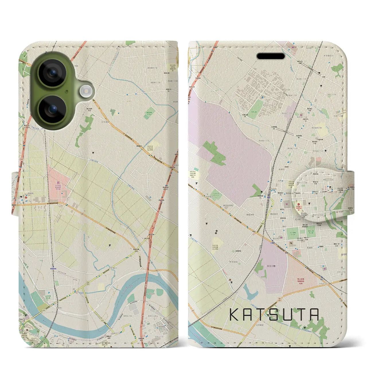 【勝田(茨城県)】地図柄iPhoneケース(手帳タイプ)