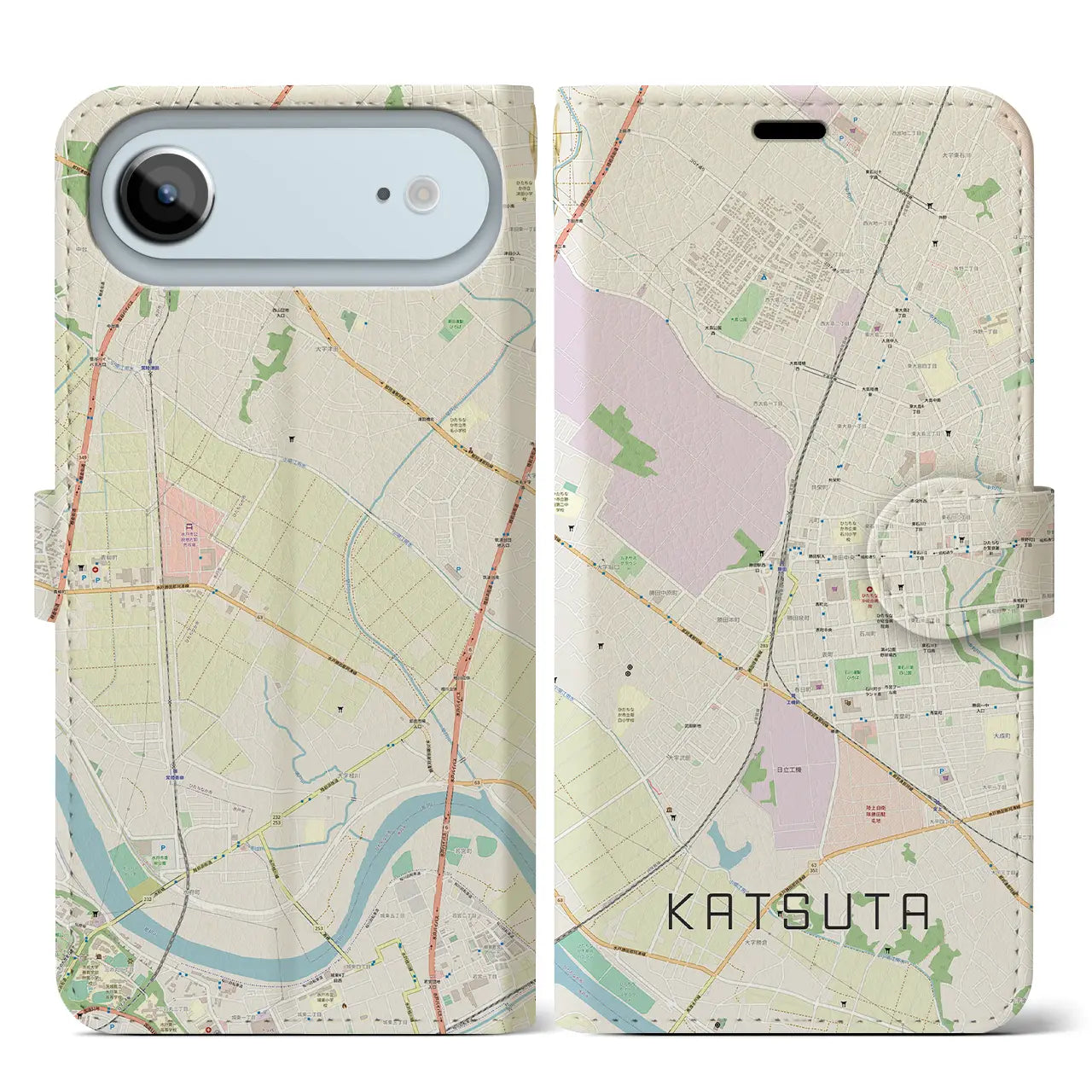 【勝田(茨城県)】地図柄iPhoneケース(手帳タイプ)