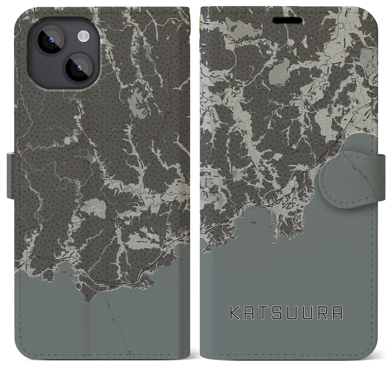 【勝浦(千葉県)】地図柄iPhoneケース(手帳タイプ)