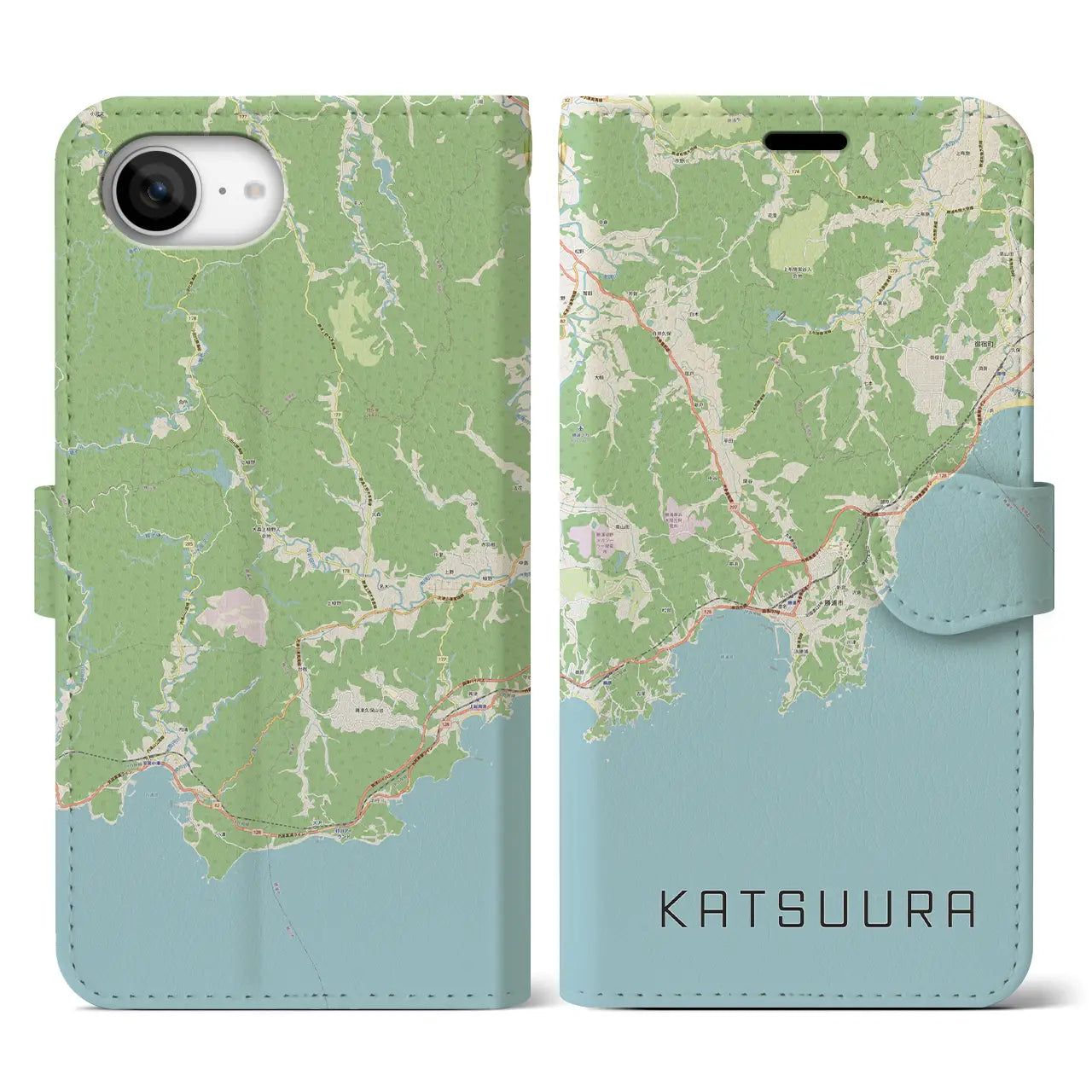 【勝浦(千葉県)】地図柄iPhoneケース(手帳タイプ)