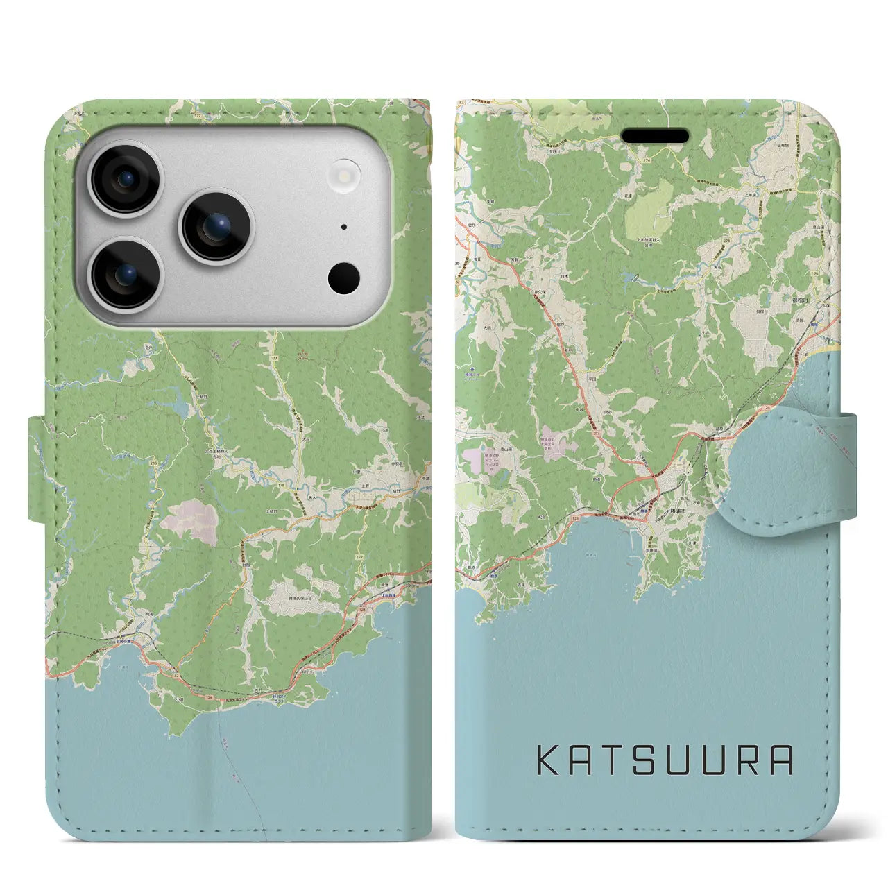 【勝浦(千葉県)】地図柄iPhoneケース(手帳タイプ)