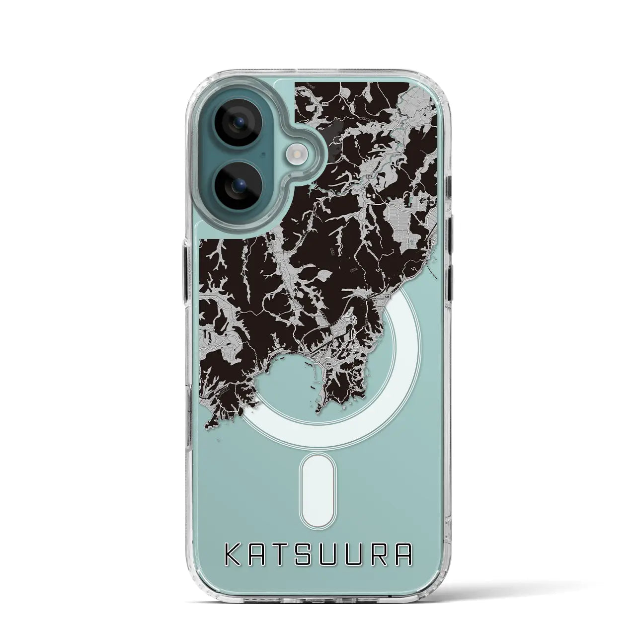 【勝浦(千葉県)】地図柄iPhoneケース(MagSafeタイプ)モノトーン・iPhone 16 Pro 用