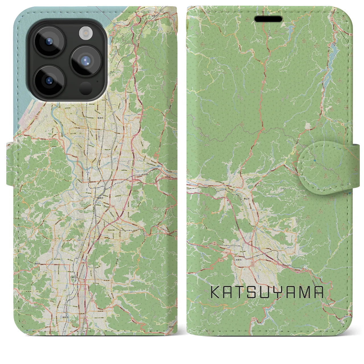 【勝山(福井県)】地図柄iPhoneケース(手帳タイプ)