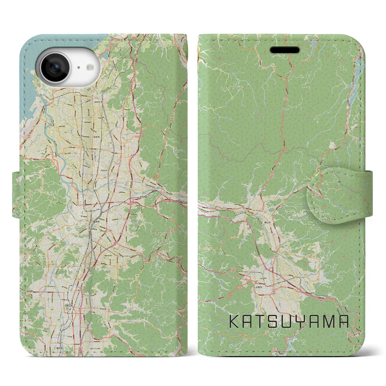 【勝山(福井県)】地図柄iPhoneケース(手帳タイプ)