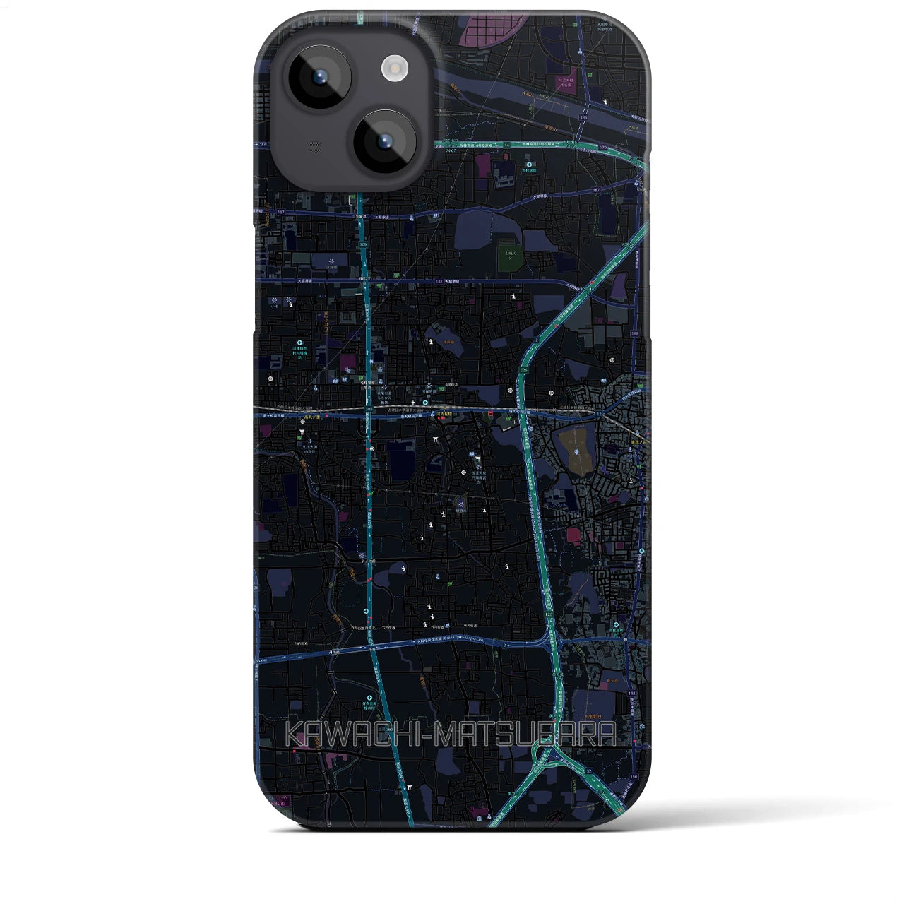 【河内松原(大阪府)】地図柄iPhoneケース(バックカバータイプ)