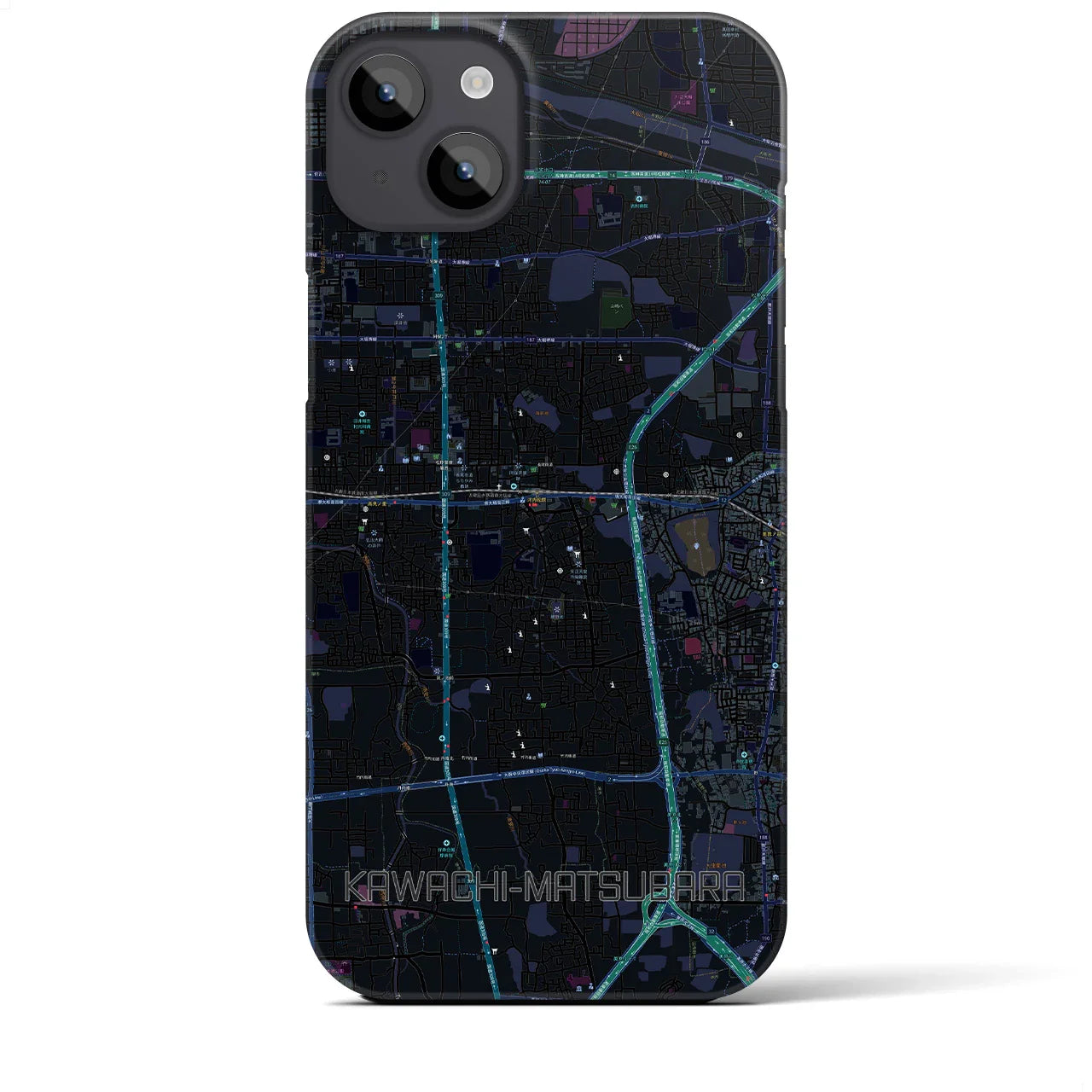 【河内松原(大阪府)】地図柄iPhoneケース(バックカバータイプ)