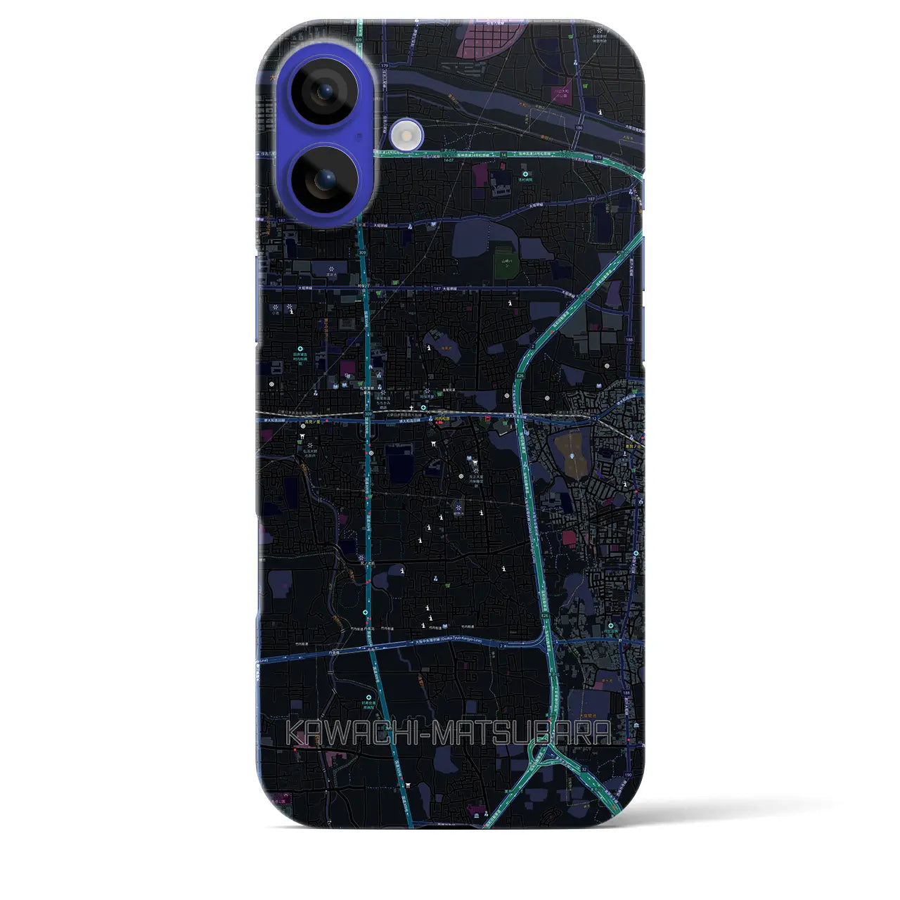 【河内松原(大阪府)】地図柄iPhoneケース(バックカバータイプ)