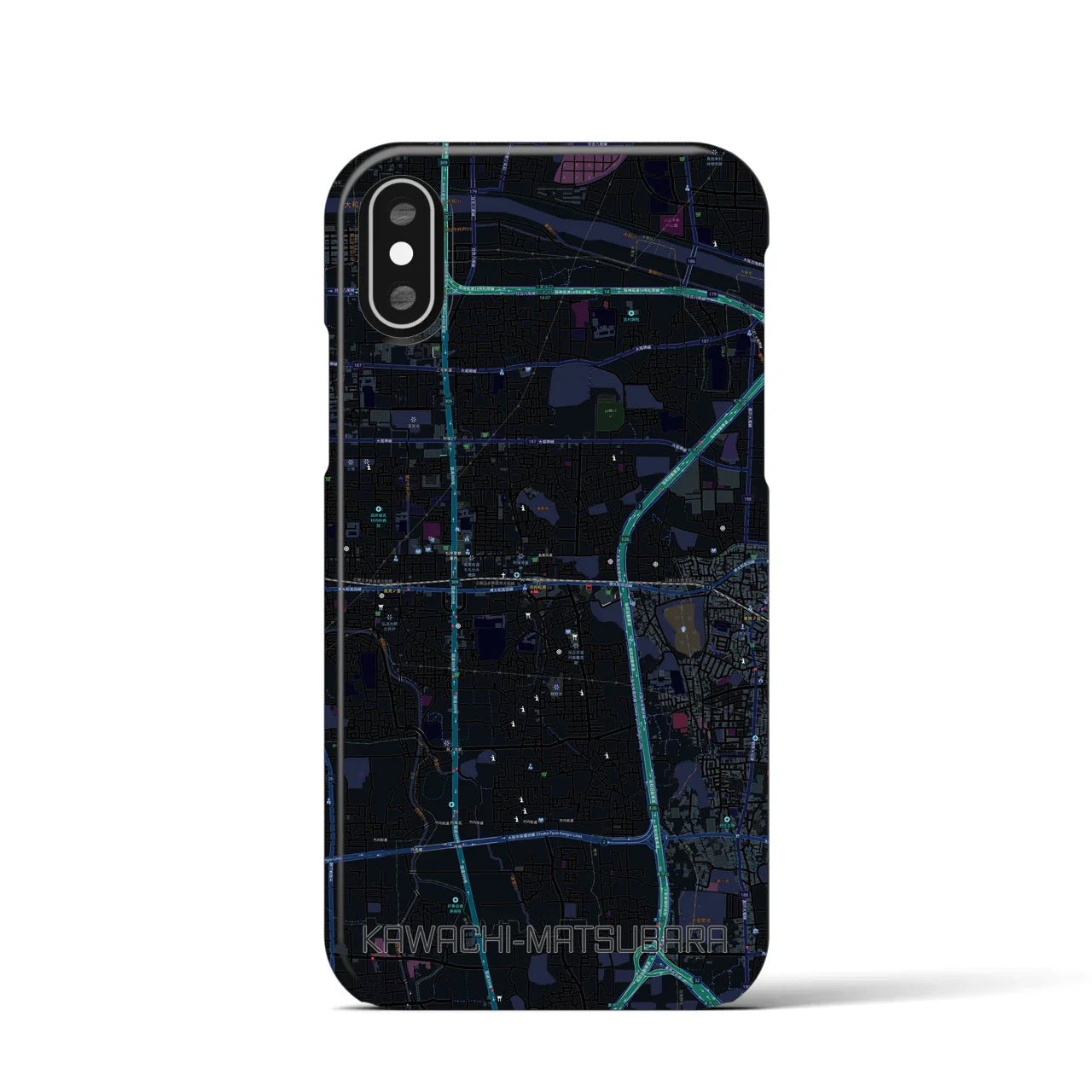 【河内松原(大阪府)】地図柄iPhoneケース(バックカバータイプ)