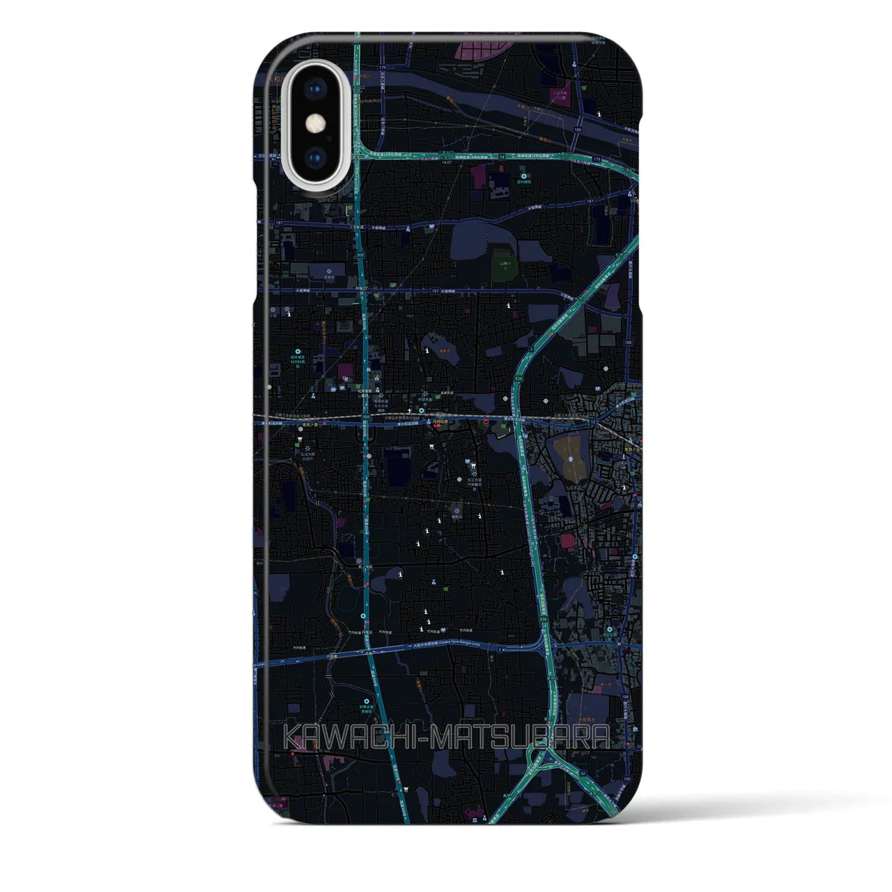 【河内松原(大阪府)】地図柄iPhoneケース(バックカバータイプ)