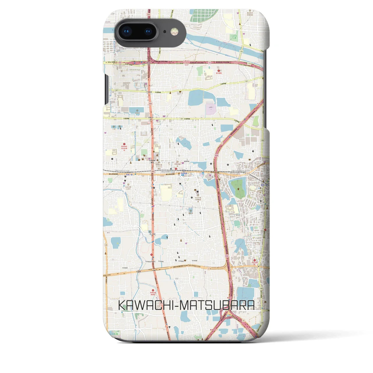 【河内松原(大阪府)】地図柄iPhoneケース(バックカバータイプ)