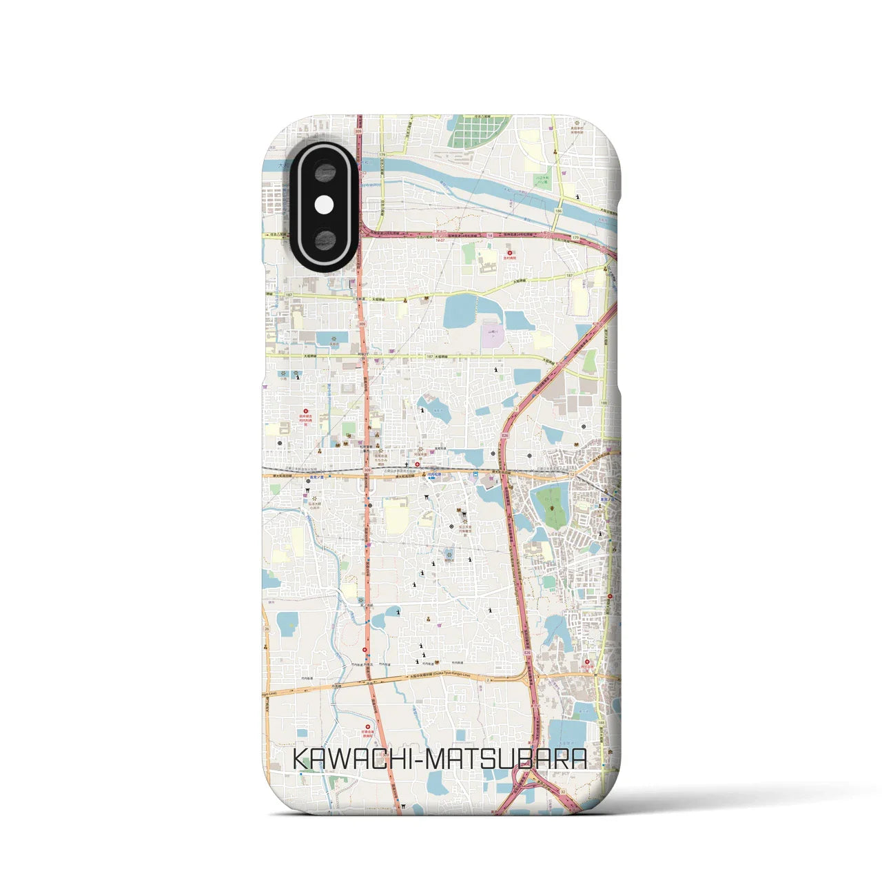 【河内松原(大阪府)】地図柄iPhoneケース(バックカバータイプ)