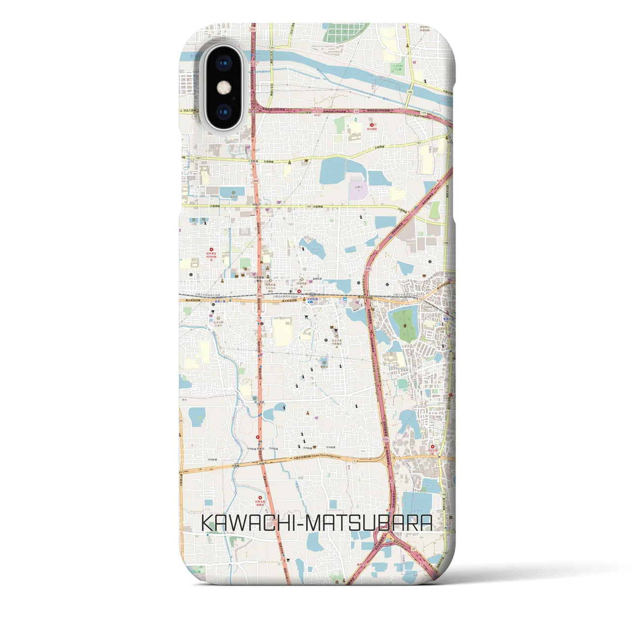 【河内松原(大阪府)】地図柄iPhoneケース(バックカバータイプ)