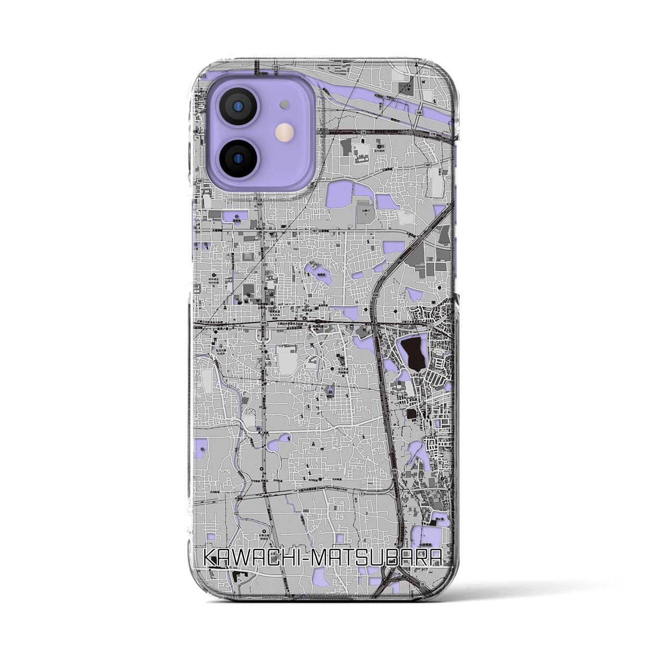 【河内松原(大阪府)】地図柄iPhoneケース(クリアタイプ)