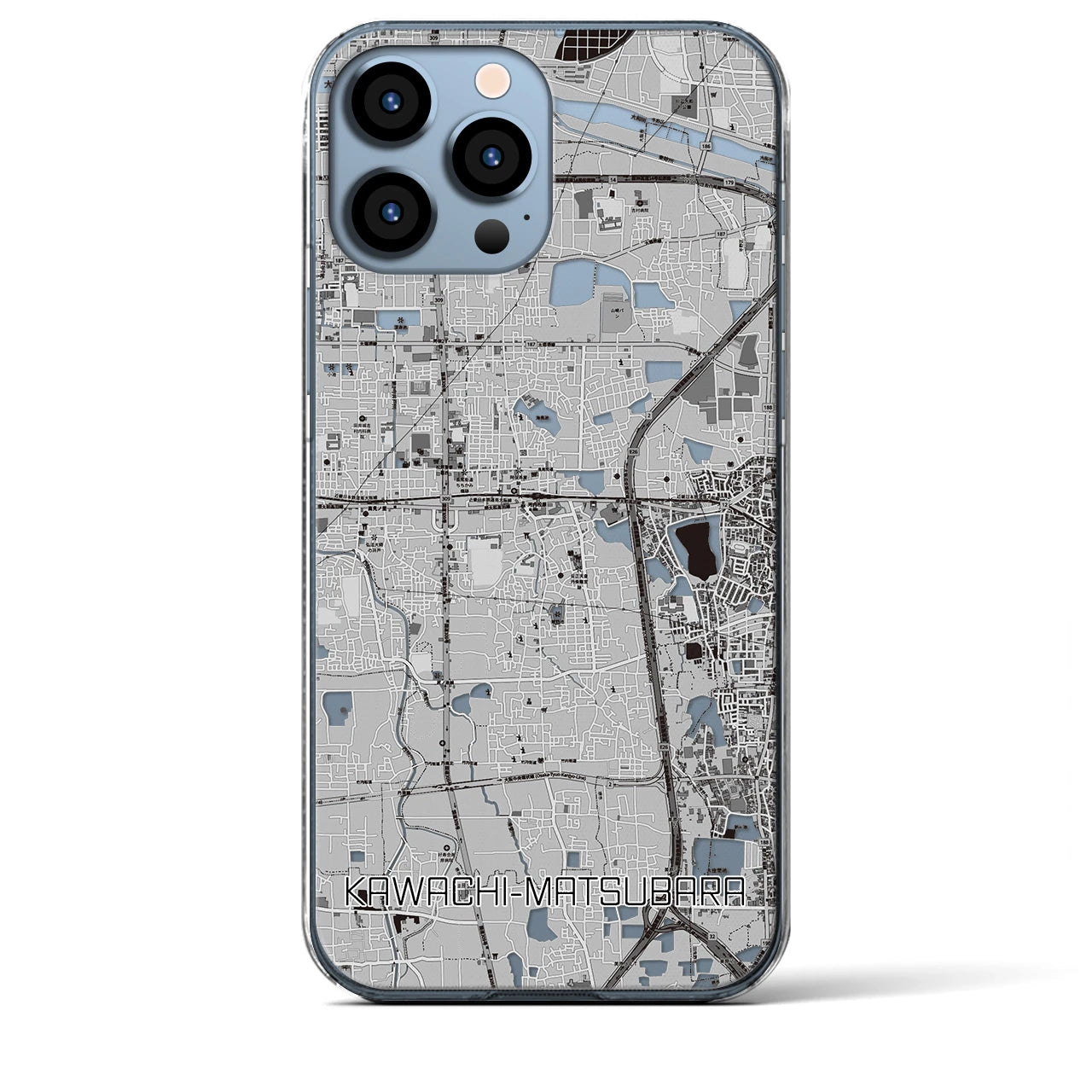 【河内松原(大阪府)】地図柄iPhoneケース(クリアタイプ)