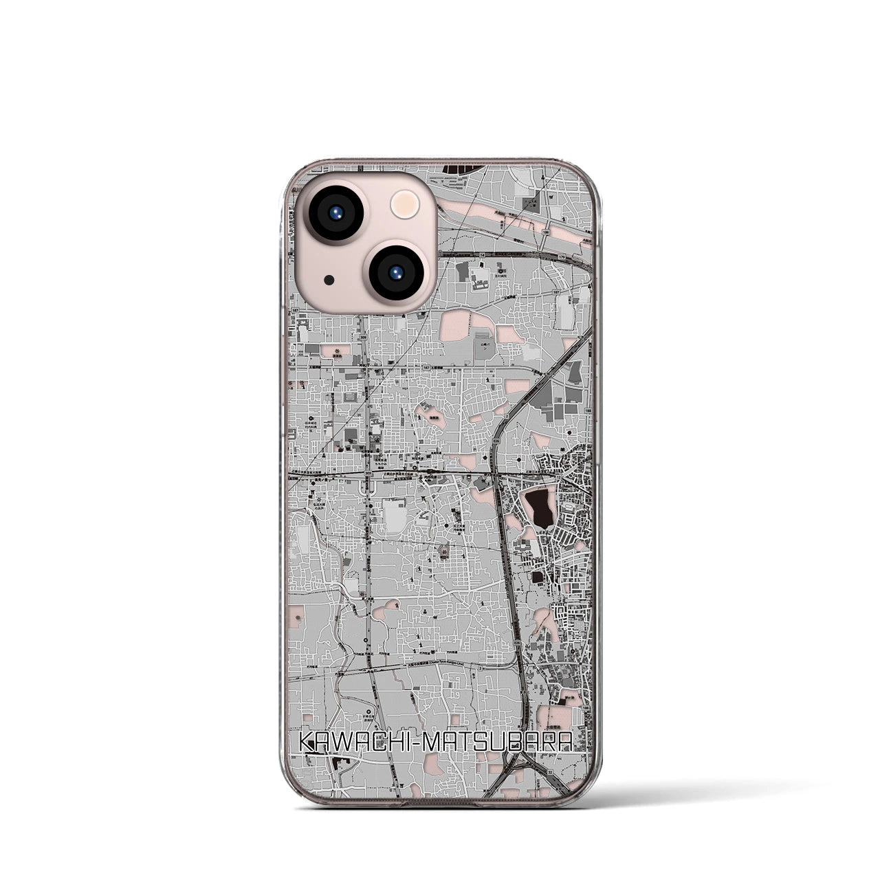 【河内松原(大阪府)】地図柄iPhoneケース(クリアタイプ)