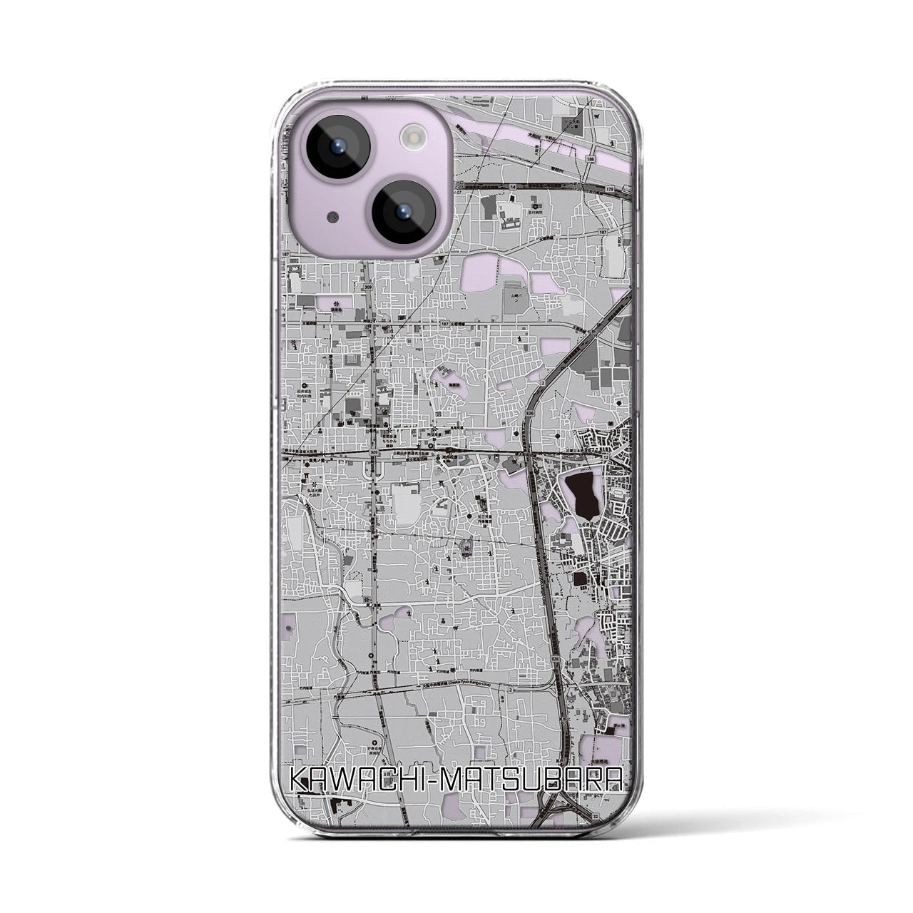 【河内松原(大阪府)】地図柄iPhoneケース(クリアタイプ)