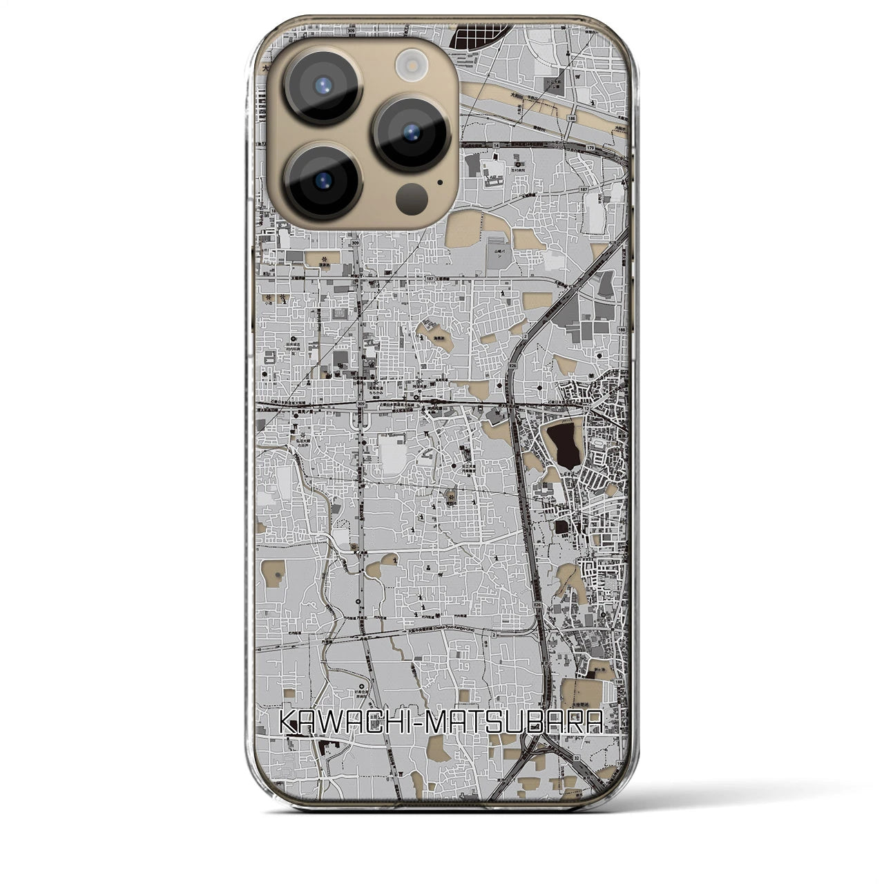 【河内松原(大阪府)】地図柄iPhoneケース(クリアタイプ)