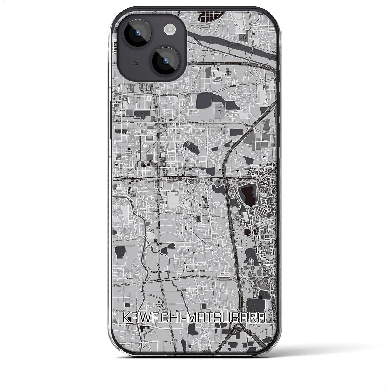 【河内松原(大阪府)】地図柄iPhoneケース(クリアタイプ)