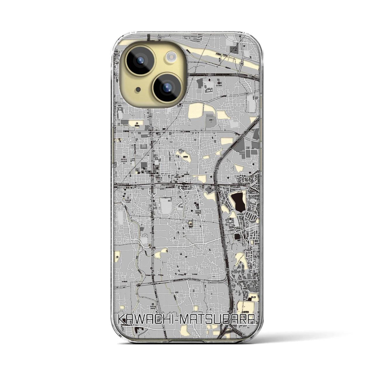 【河内松原(大阪府)】地図柄iPhoneケース(クリアタイプ)