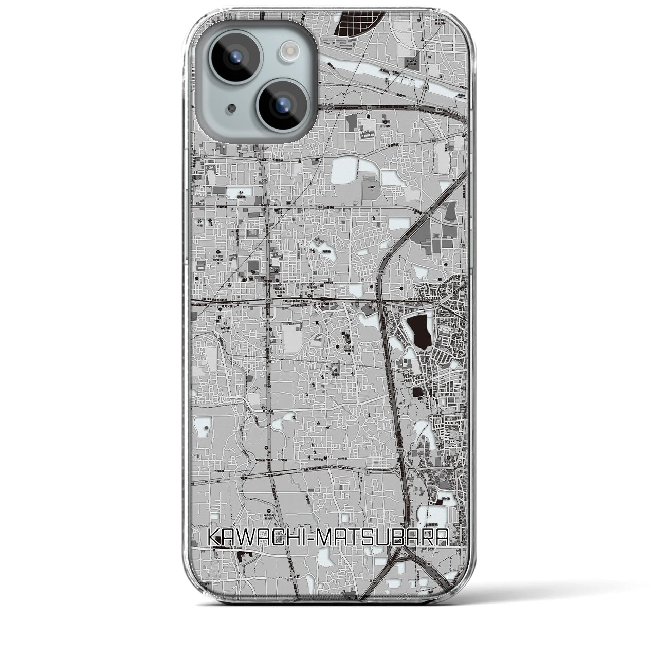 【河内松原(大阪府)】地図柄iPhoneケース(クリアタイプ)