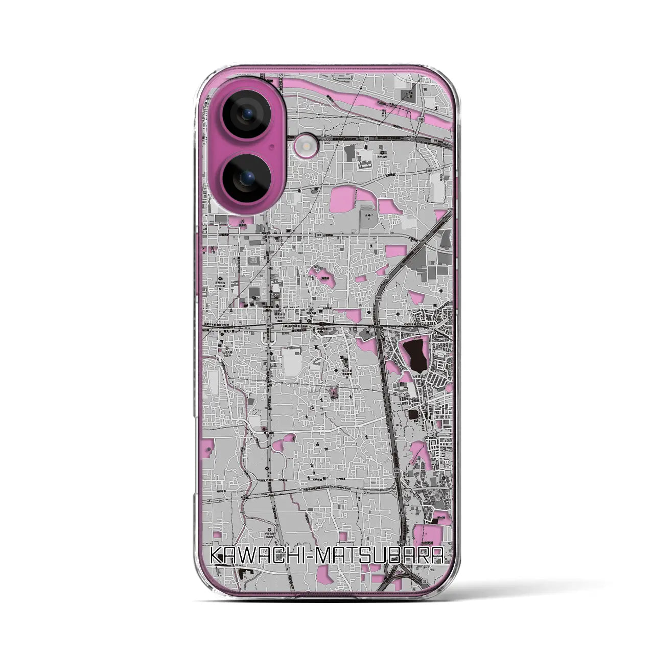 【河内松原(大阪府)】地図柄iPhoneケース(クリアタイプ)