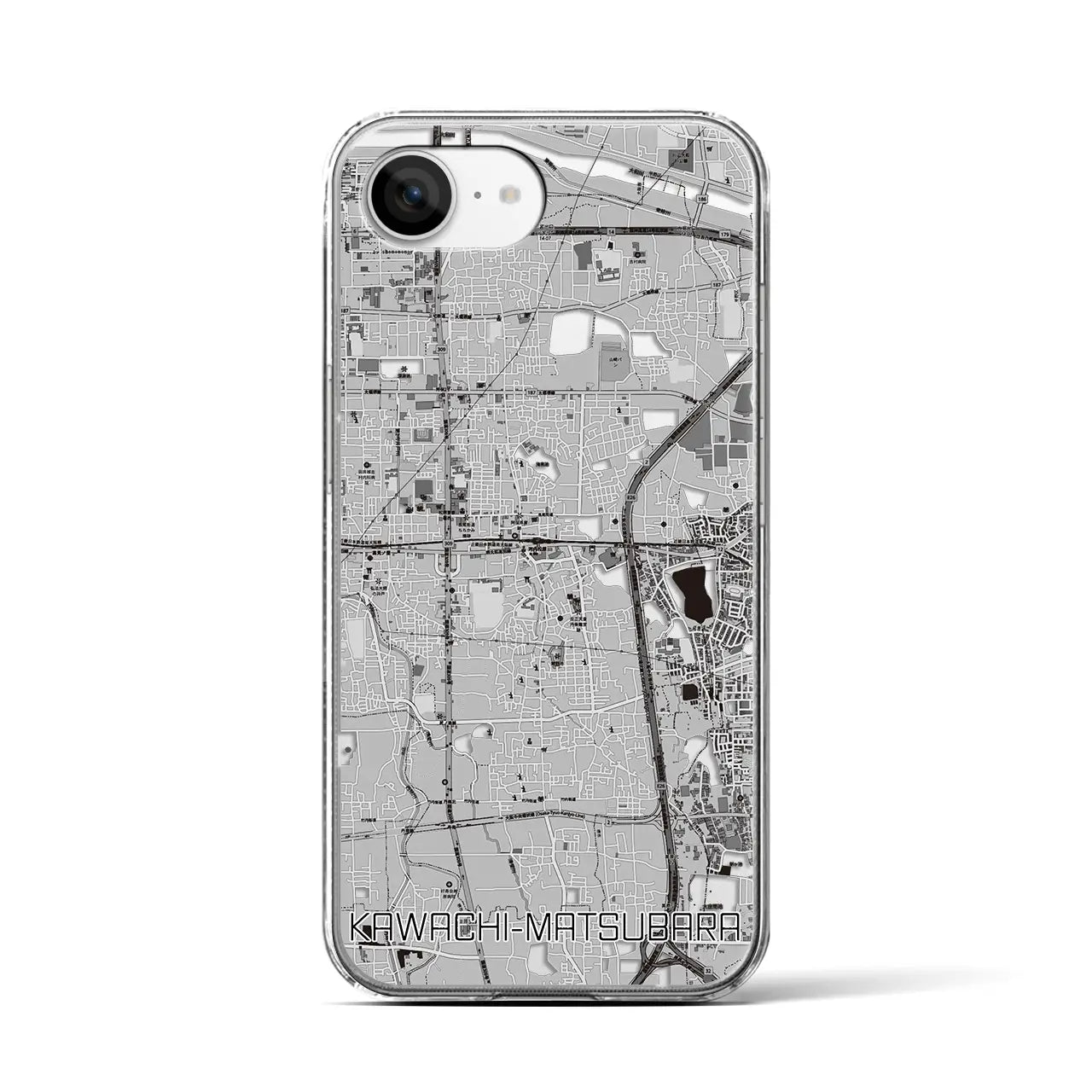 【河内松原(大阪府)】地図柄iPhoneケース(クリアタイプ)