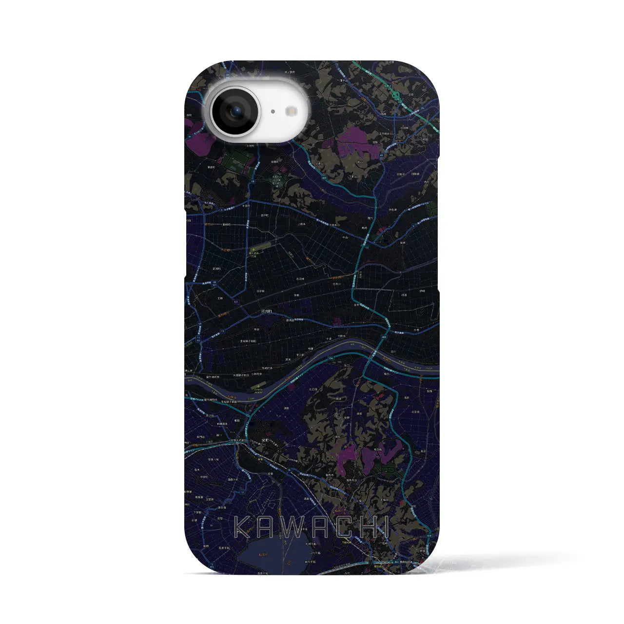 【河内(茨城県)】地図柄iPhoneケース(バックカバータイプ)