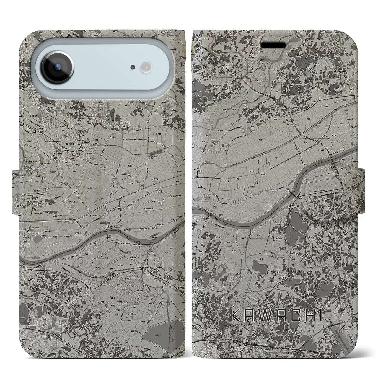 【河内(茨城県)】地図柄iPhoneケース(手帳タイプ)