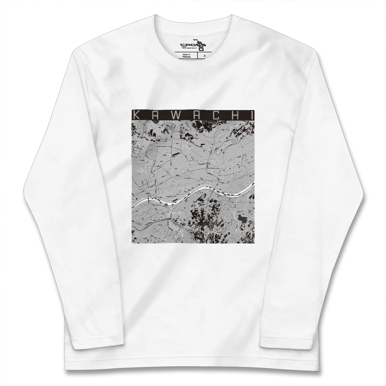 【河内(茨城県)】地図柄ロングスリーブTシャツ