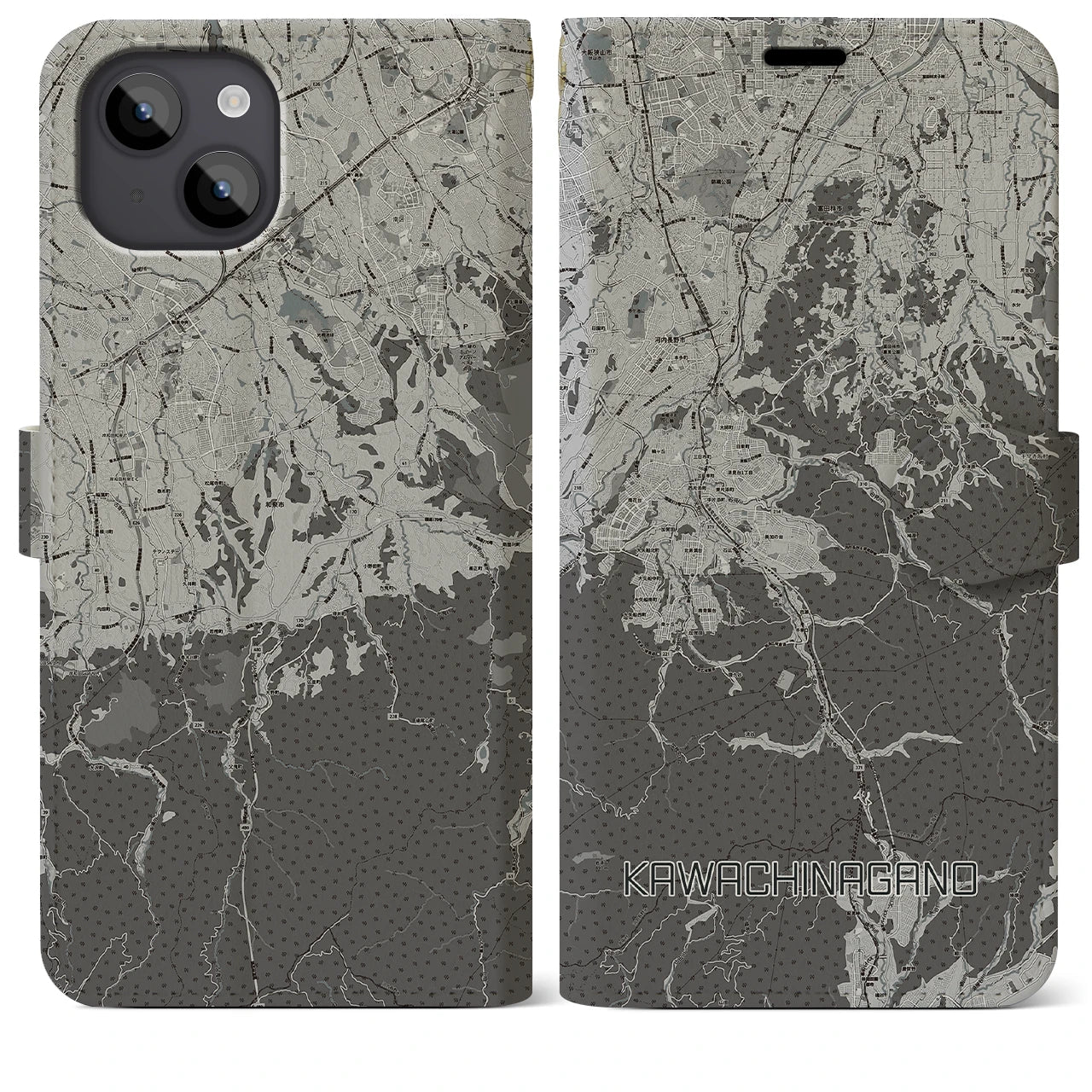 【河内長野(大阪府)】地図柄iPhoneケース(手帳タイプ)