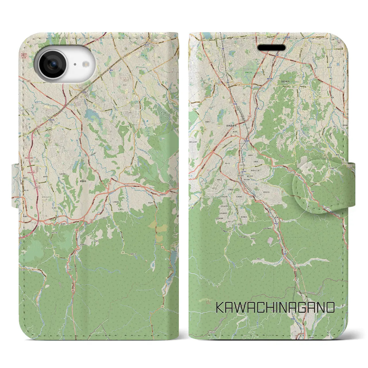 【河内長野(大阪府)】地図柄iPhoneケース(手帳タイプ)