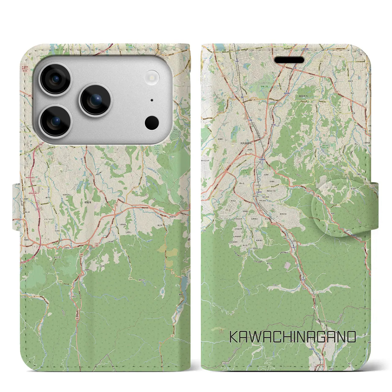 【河内長野(大阪府)】地図柄iPhoneケース(手帳タイプ)