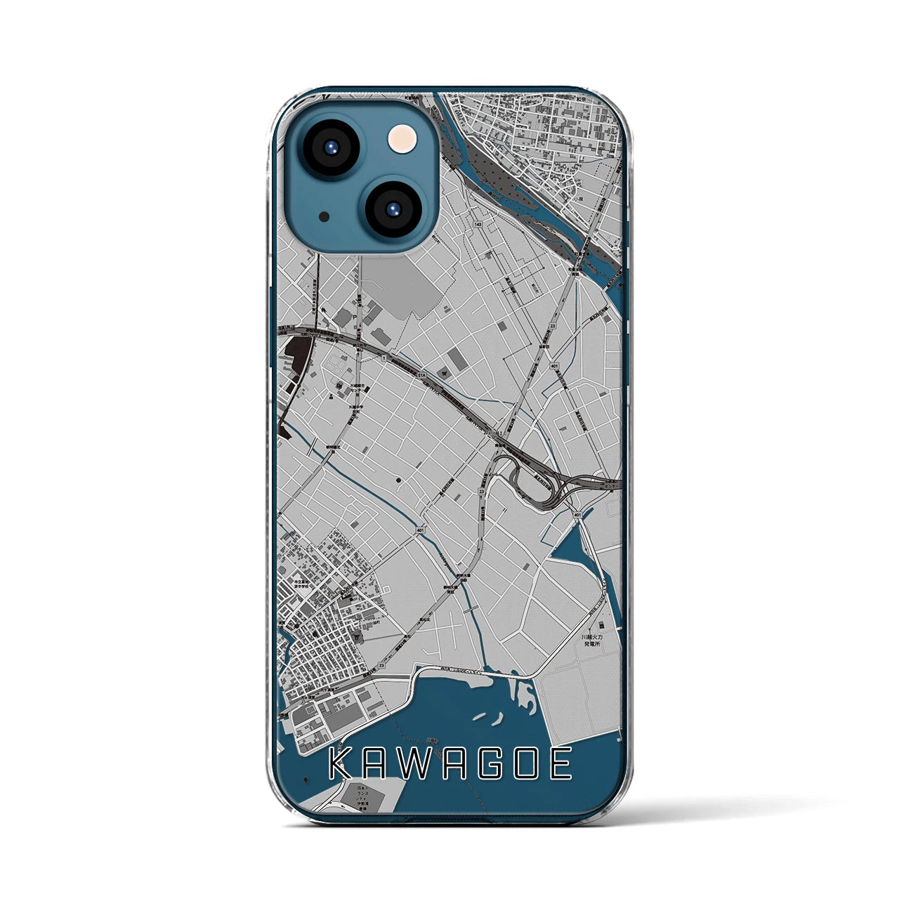 【川越(三重県)】地図柄iPhoneケース(クリアタイプ)