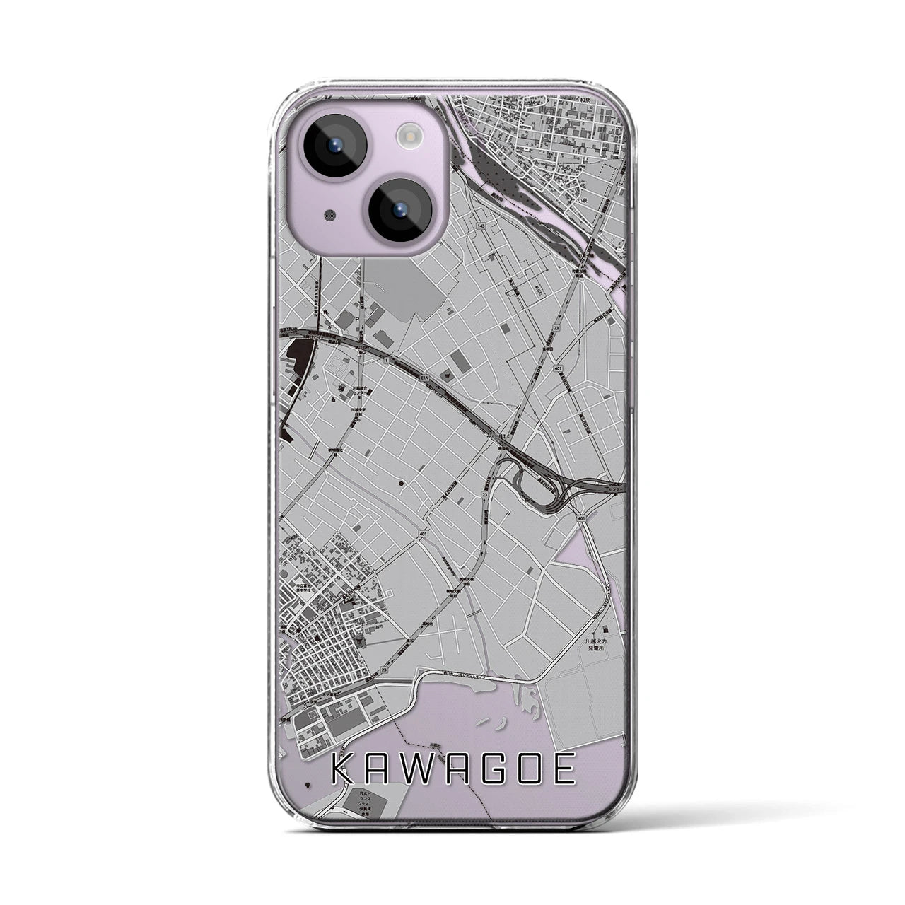 【川越(三重県)】地図柄iPhoneケース(クリアタイプ)