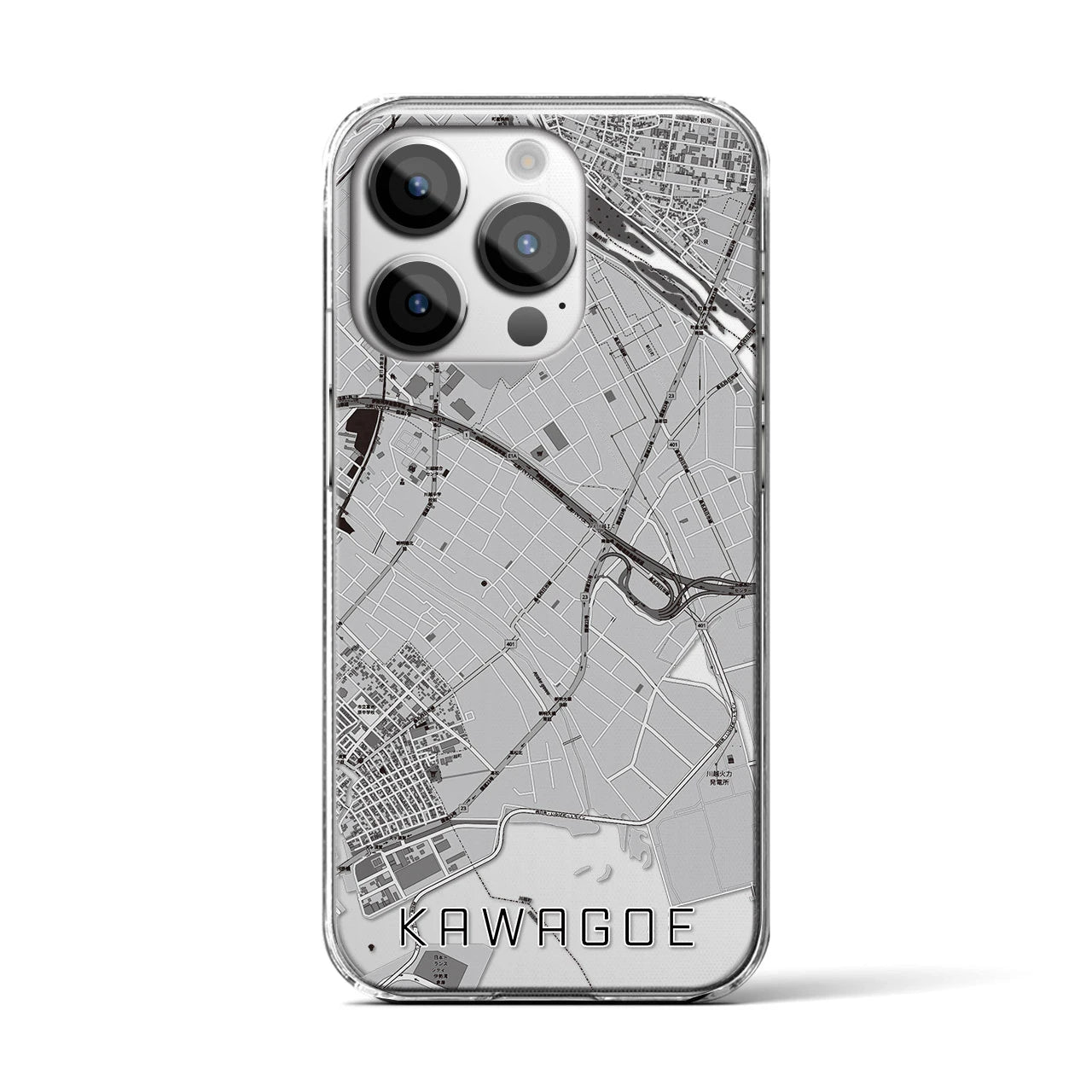 【川越(三重県)】地図柄iPhoneケース(クリアタイプ)