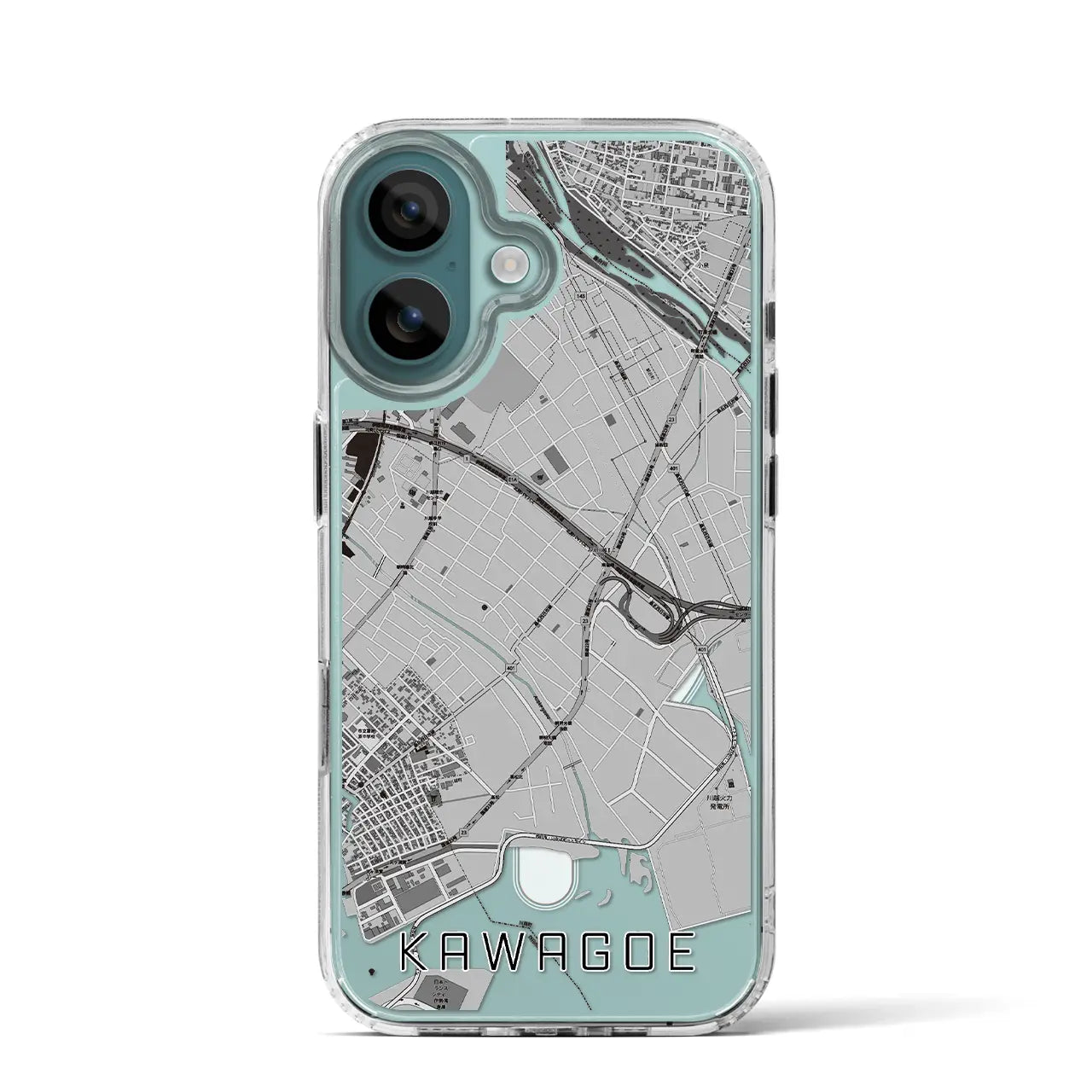 【川越(三重県)】地図柄iPhoneケース(MagSafeタイプ)モノトーン・iPhone 16 Pro 用